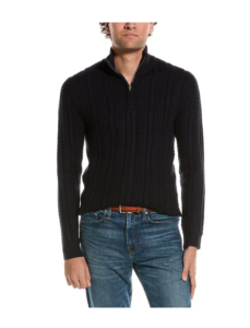 Bantham Cable Knit 1/2-zip Funnel Neck Wool-blend Sweater