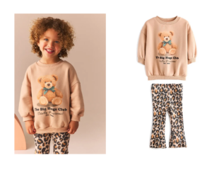 Kids' Graphic Sweatshirt & Leopard Print Flared Leggings Set