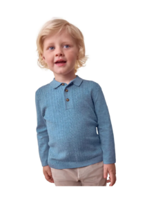 Kids' Cable Long Sleeve Polo Sweater