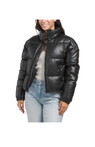 Faux Leather Puffer Jacket