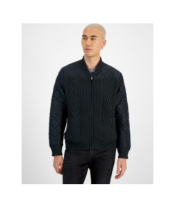 Men's Cable-knit Mixed-media Jacket,