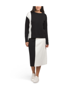 Color Block Sweater and Skirt Set