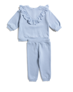 Infant Girls 2pc Eyelet Trim Sweatshirt and Joggers Set