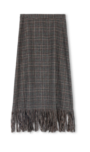 Plaid Knit Fringe Skirt