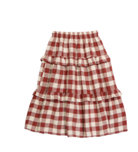 Linen Blend Big Girls Ruffle Tiered Midi Skirt Size 6-12