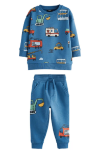 Kids' Transportation Print Cotton Sweatshirt & Joggers Set