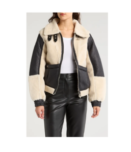 Blaze out Bonded Faux Shearling & Faux Leather Jacket