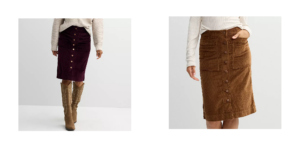 Button-front Corduroy Skirt