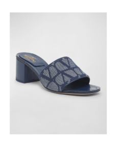 Vlogo Denim Block-heel Mule Sandals