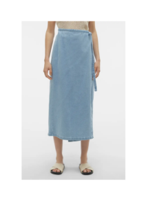 Zinnia Denim Wrap Midi Skirt