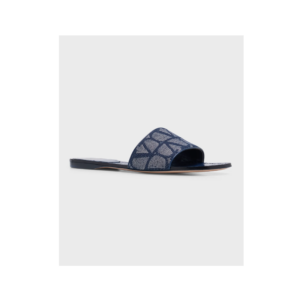 V Logo Denim Slide Sandals