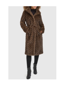 Grooved Faux Fur Longline Jacket