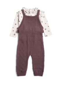 Newborn Girls Sweater Knit Overalls Set