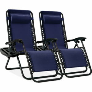 Best Choice Products Set of 2 Zero Gravity Lounge Chair Recliners - Navy Blue