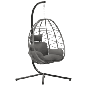 Bifanuo Indoor/outdoor Wicker Swing Egg Chair Hammock Hanging Chair with Stand, 350lb Capacity (grey)