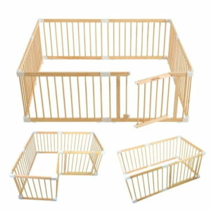 Harppa Wooden Baby Gate Playpen, Large Play Yard Fence for Toddlers