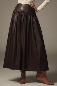 Basque-waist Maxi Skirt