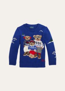 Boy's Polo Bear Intarsia Sweater, Size S-xl