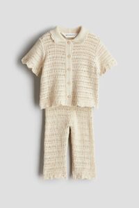 2-piece Pointelle-knit Cotton Set