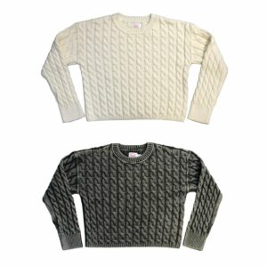 Girls Cropped Cable Pullover Sweater, Sizes 4-18