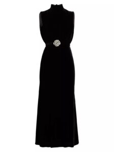 Fleur Embellished Velvet Maxi Dress