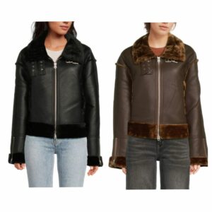 Faux Fur Trim Faux Leather Jacket