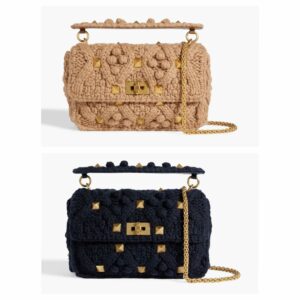 Roman Stud Cable-knit Shoulder Bag