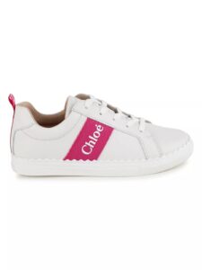 Girl's Logo Leather Sneakers