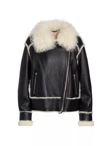 Leather Shearling-trimmed Moto Jacket $200 Gift Card with Purchase)