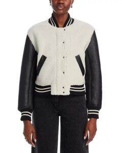 Colorblocked Faux Fur Bomber Jacket