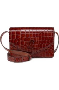 Small Loubi54 Croc Embossed Patent Leather Crossbody Bag