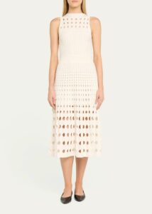 Nash Sleeveless Halter Crochet Midi Dress