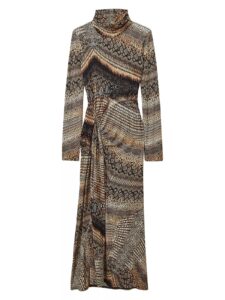 Naomi Snake Print Turtleneck Midi-dress