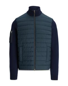 Wool Quilted Full Zip Hybrid Sweater