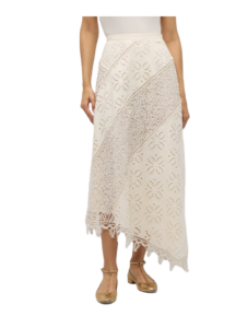 Solara Cutwork Linen Midi Skirt Size 0,2,6,