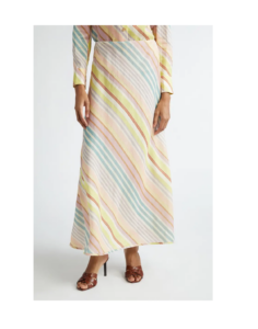 Halliday Bias Stripe Linen Maxi Skirt