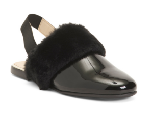 Leather Slingback Mules with Fur (toddler, Little Kid, Big Kid)p