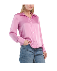 Button Front Satin Blouse