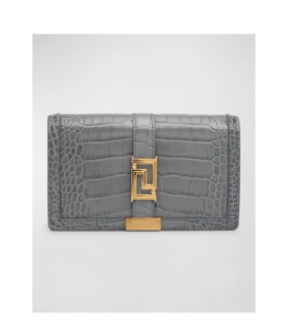 Greca Goddess Croc-embossed Wallet on Chain