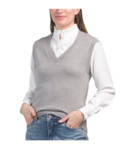 Twofer Ruffle Neck Sweater