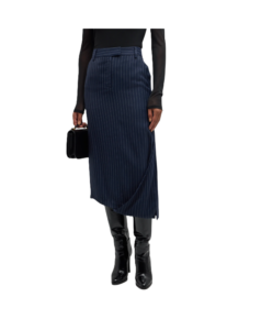 Pinstripe Asymmetric Midi Skirt