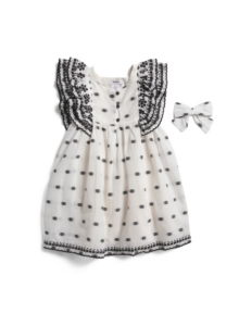 Toddler Girls Flutter Sleeve Embroidered Dress