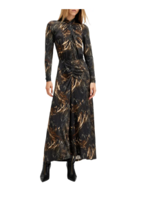 Mina Printed Long Sleeve Slim Fit Maxi Dress