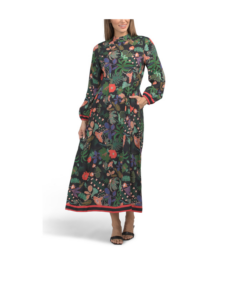 Long Sleeve Turtleneck Floral Maxi Dress