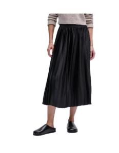 Satin Pleated Midi Skirt