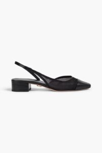 Cecile Leather-trimmed Mesh Slingback Flats