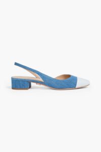 Cecile Leather-trimmed Denim Slingback Flats