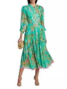 Azra Belted Floral Midi-dress