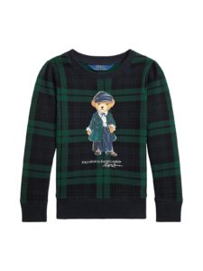 Little Girl's & Girl's Polo Bear Plaid Crewneck Sweatshirt