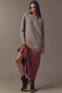 By Anthropologie Long-sleeve Twofer Sweater Slip Midi Dress